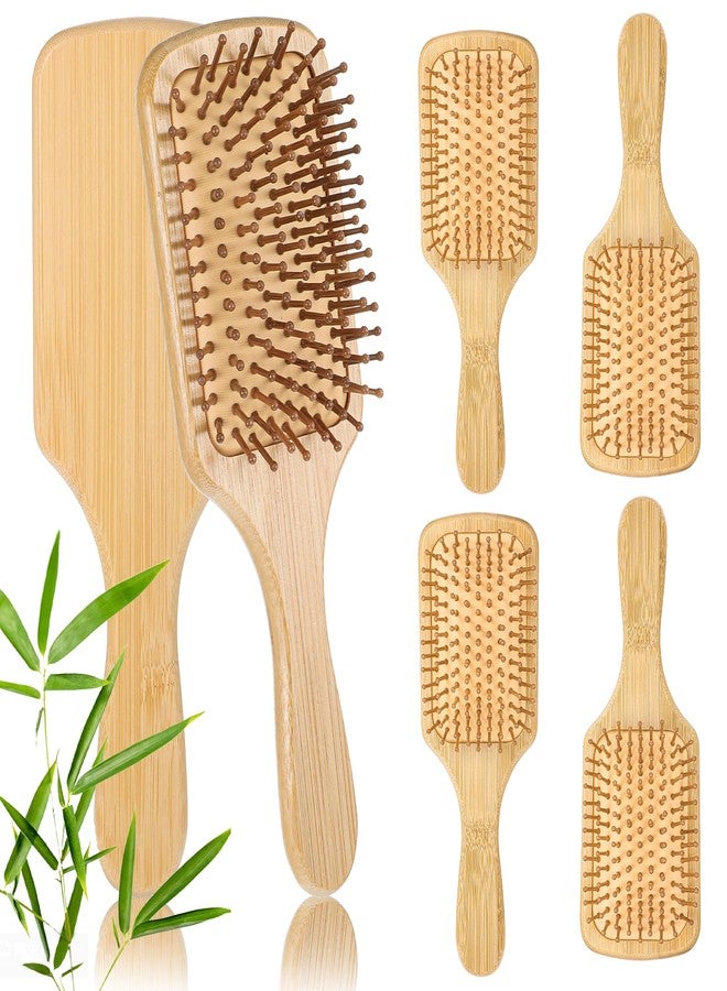 Tobeelec 6 Pcs Bamboo Hair Brushes for Women Bulk Wooden Paddle Brush Scalp Massage Bamboo Bristles Anti Static Men Engraving DIY Gift for Wedding Teacher (Natural, 9.65'' X 3.35'') - Image 1